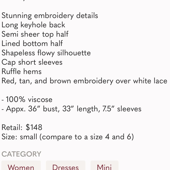 FREE PEOPLE Ivory Embroidered Sunrise Wanderer Mini Dress - Picture 12 of 12